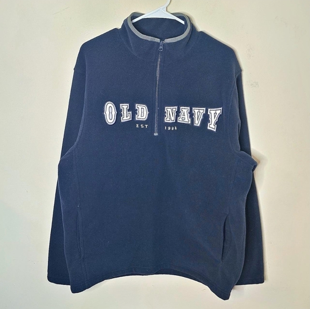 Vintage 2005 Old Navy Quarter-Zip Fleece Pullover Men’s Size Large Navy Soft